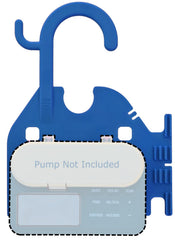 HelperKat Pump Caddy blue side view highlighting compact bedside storage and easy access.