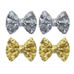 HELYKAKA gold sequins hair bows closeup shows glitter fabric for all hair types.