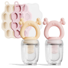 HEOMOONE 2-pack baby feeder set in nude and pink for safe feeding.