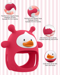 HEOMOONE hollow duck-body teether provides an easy, secure grasp for tiny hands.