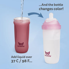 Herobility bottle anti-colic nipple closeup highlights reduced gas and smoother feeds.