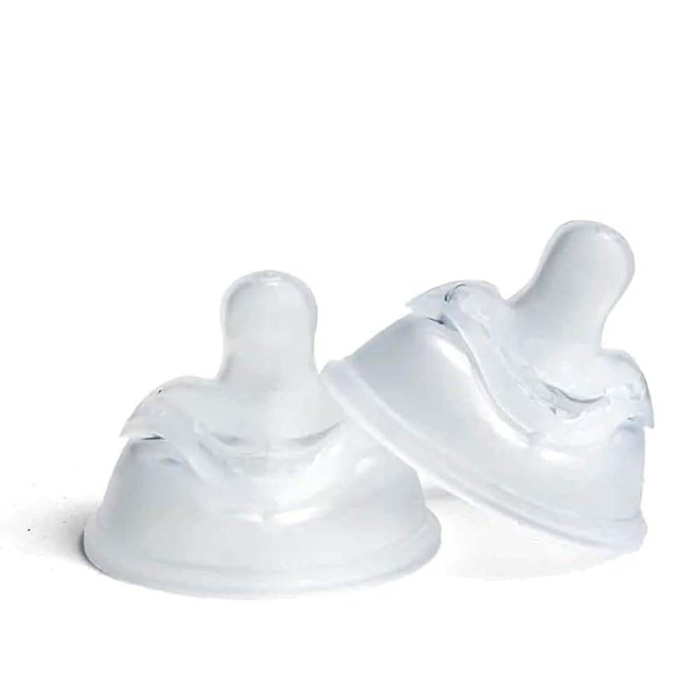 Herobility double anti-colic nipples closeup showing air-valve design for calmer feeds.