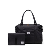 Herschel Strand Duffle Diaper Bag black main compartment for baby essentials.