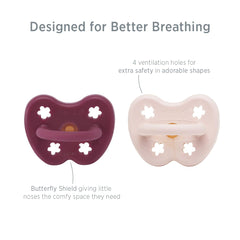 HEVEA pacifier orthodontic rosewood shows durable soft teat for comfort.