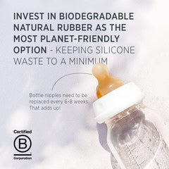 HEVEA standard-neck bottle nipples two-pack for easy replacement.