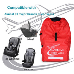 Hewjog car seat travel bag folded into compact pouch for convenient storage.