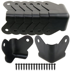 Heyous textured steel corner protector black front view showcases durable powder-coated finish.