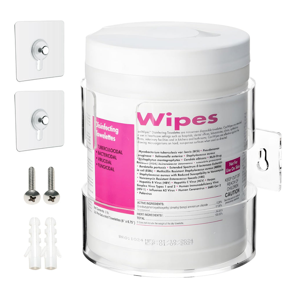 Heyrelda Wipes Holder front view shows clear acrylic visibility for easy access.