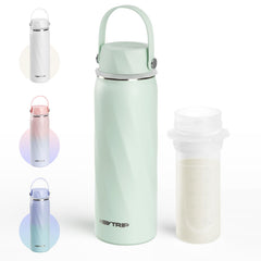 HEYTRIP breastmilk cooler bottle green front view for travel-ready feeding