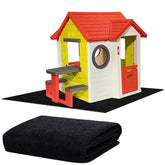 HFYZZ Outdoor Playhouse Mat 59x55 flat lay shows spacious play area.