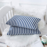 H HOUSEHOLD toddler pillowcase blue front view showing soft jersey knit.