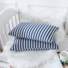 H HOUSEHOLD toddler pillowcase blue front view showing soft jersey knit.