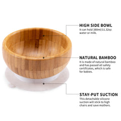 HI BABY MONMENT bamboo bowl with suction stabilizes mealtime on high chairs