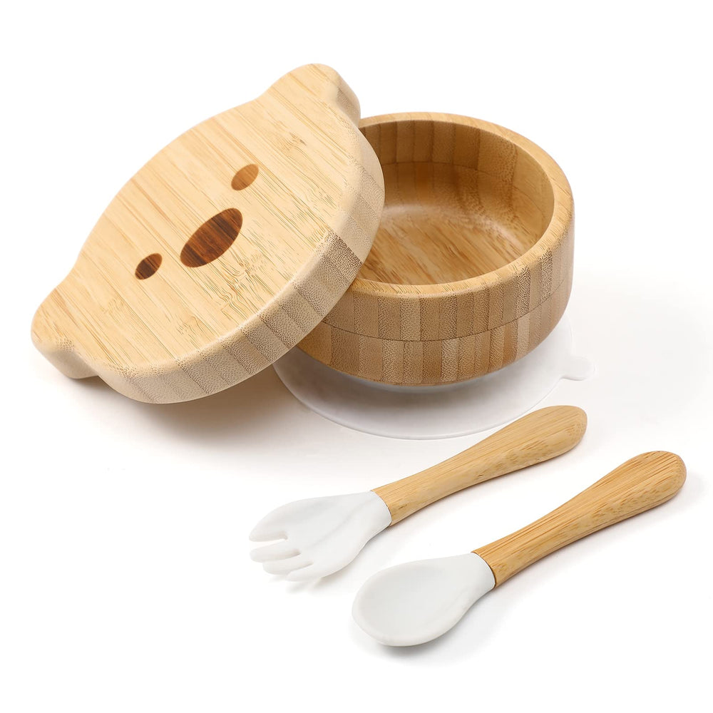 HI BABY MONMENT bamboo suction bowl with marble finish for stable mealtimes.