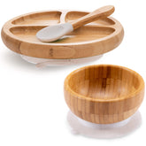 HI BABY MONMENT divided bamboo plate with suction prevents spills during self-feeding