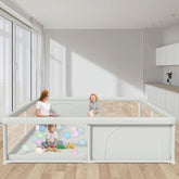 Hiaksedt 79x79-inch playpen setup showing spacious interior for family play