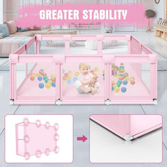 Hiaksedt Baby Playpen 360-degree mesh view for hands-free monitoring.
