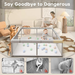 Hiaksedt baby playpen cushioned foam cover adds gentle padding during tumbles