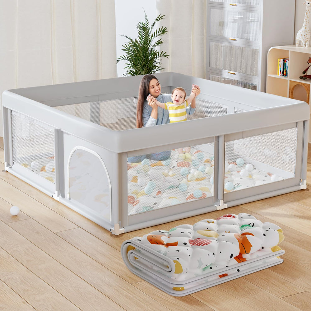 Hiaksedt baby playpen outer 50x50 shows a roomy safe play area for infants.