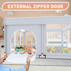 Hiaksedt playpen 360-degree visibility allows monitoring from any angle.