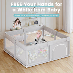 Hiaksedt playpen all-vision design allows full-room supervision