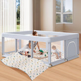 Hiaksedt playpen space mat shows roomy area with included mat for comfort.