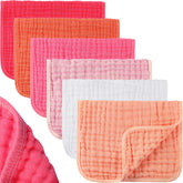 Hicarer muslin burp cloth 6-pack pink series, soft against baby's skin.