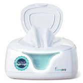 Hiccapop baby wipe warmer front view showing warm wipes for comfortable diaper changes.