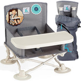 hiccapop OmniBoost travel booster seat folded for compact portability.