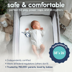 hiccapop Pack and Play foam 1.25-inch cushions naps with balanced support