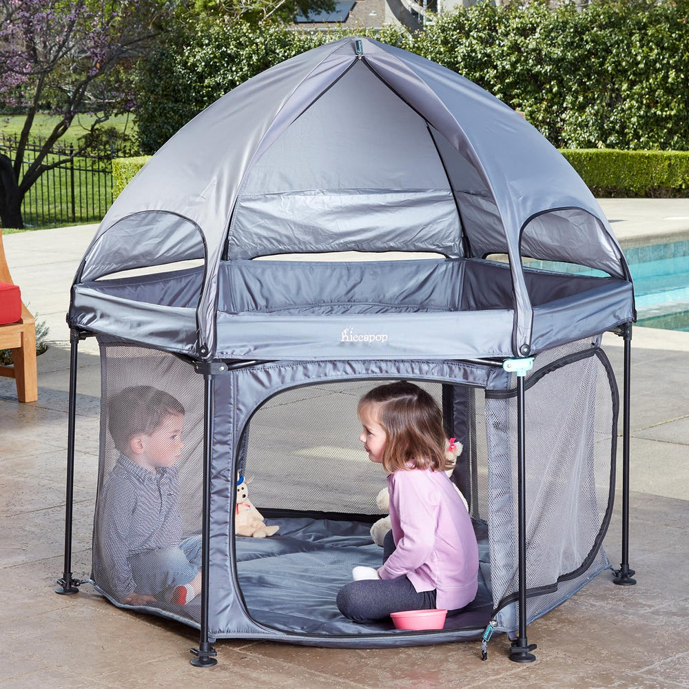 hiccapop playpod outdoor dome canopy—secure shade for safe, supervised outdoor play