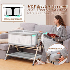 Hichangto baby bassinet rocking feature demonstrates gentle soothing at night.
