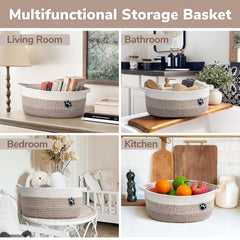 HiChen basket with handles for easy transport across rooms.