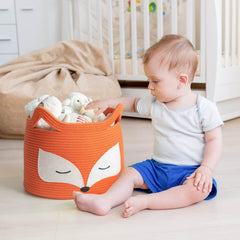 HiChen Fox Decor Basket in nursery enhances organization with a bright, kid-friendly focal point.