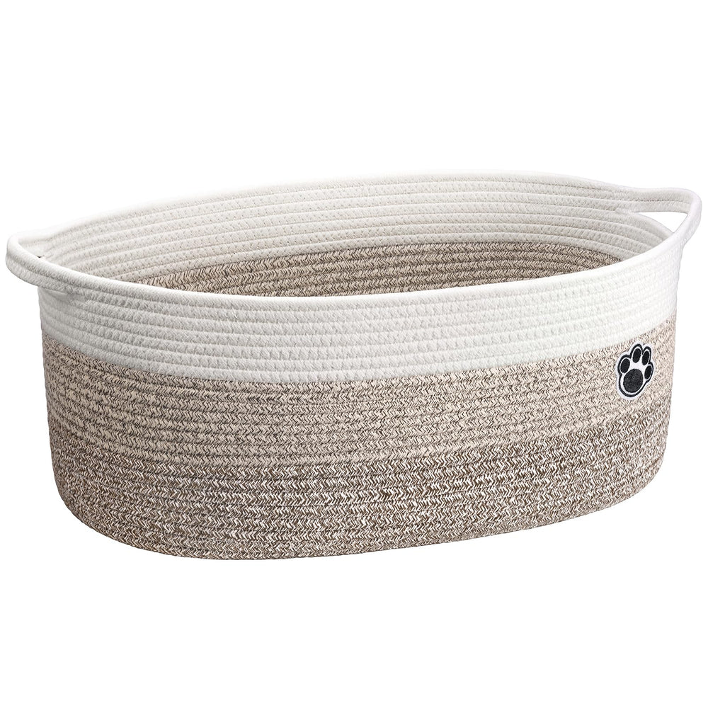 HiChen large dog toy basket with paw design keeps toys organized for a tidy living space