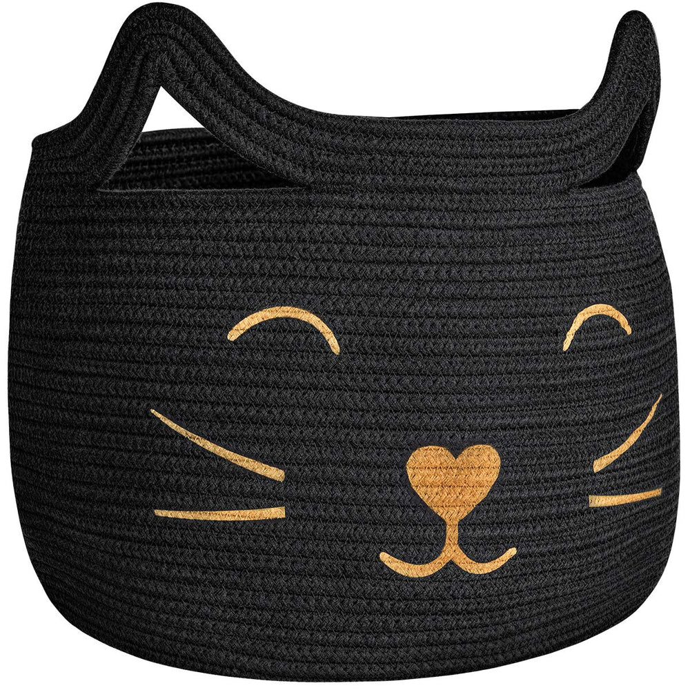 HiChen large woven cotton rope basket front view for stylish storage.
