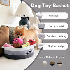 HiChen small dog toy basket in a nursery setup highlights decorative organization.