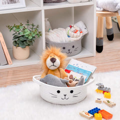 HiChen soft rope toy bin with two handles ideal for nursery storage.