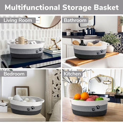 HiChen woven basket in living room setup blends decor with practical organization