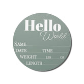 Hickory Hollow Designs sage 6 inch baby announcement sign closeup on durable birch wood