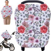 Hicoco multi-use canopy breastfeeding cover purple flower offers private feeding on the go.