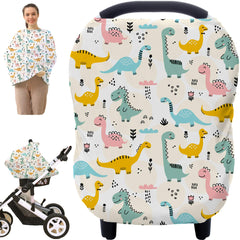 Hicoco multi-use carseat cover in dinosaur pattern folded for compact storage.