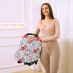 Hicoco stretchy car-seat cover purple flower fits snugly for naps and warmth.