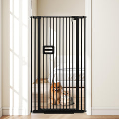 HIDOG 55-inch extra tall cat gate with easy no-drill pressure mounting for doorway safety.