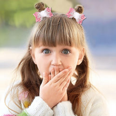 HIFANMM snowflake bow clip with pink glitter secures hair with non-slip grip