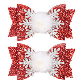HIFANMM snowflake bows with red glitter add holiday sparkle for party outfits
