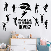 HILUCK Where Are We Dropping Boys decal large on wall for bold game-room decor