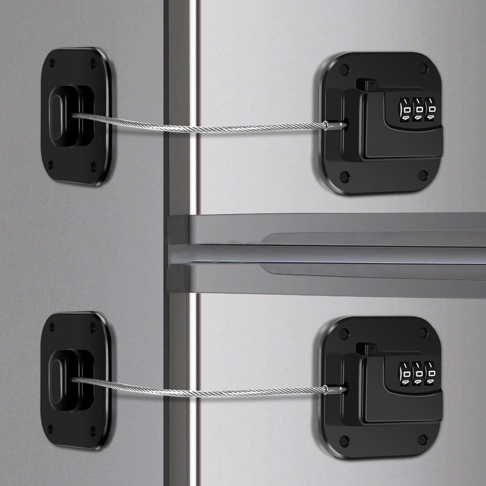 Himake fridge lock 2-pack close-up shows durable steel design for dependable cabinet security.