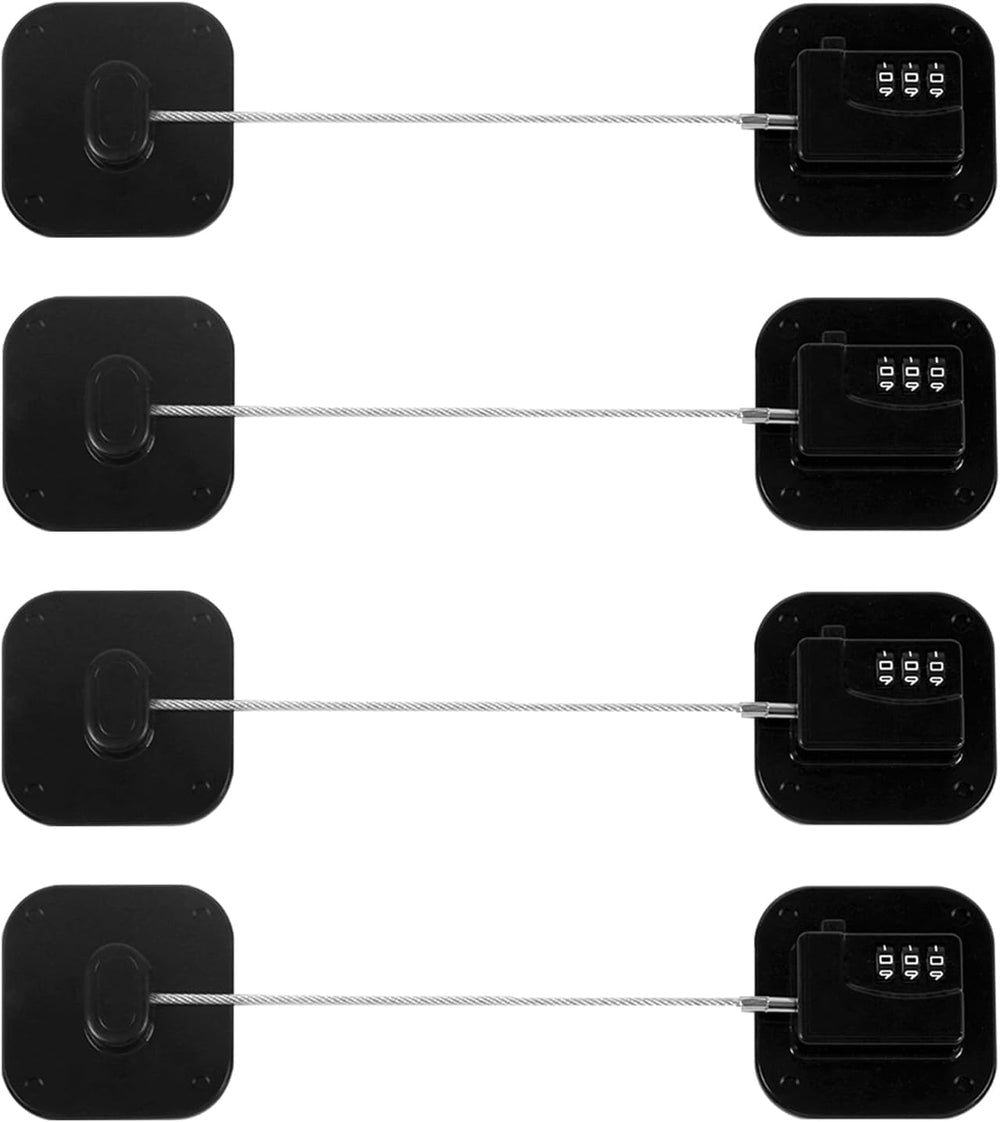 Himake fridge lock black four-pack securing doors and drawers for kitchen safety.