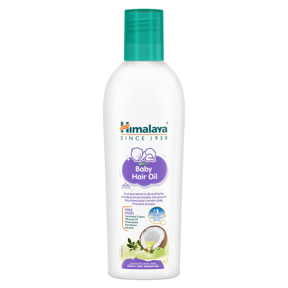 Himalaya Baby Hair Oil bottle for gentle baby care.